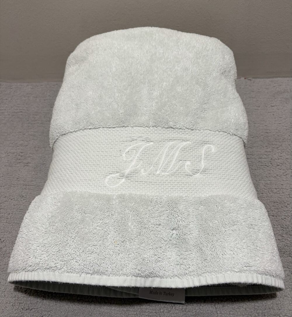 FRONTGATE Resort Collection Turkish Oversized Bath Towel Light Green Monogrammed